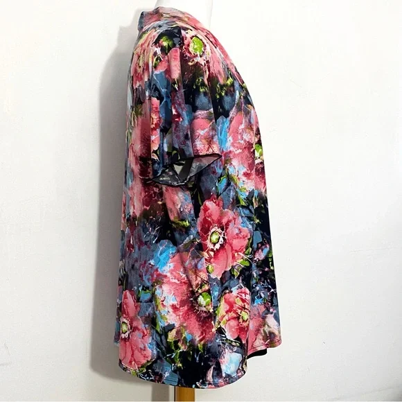 Notations Woman Multicolor Floral 2 pc. look Beaded Accent Knit Top 3X - Picture 5 of 9